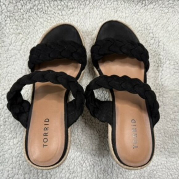 Torrid Extra Wide Width Black Braided Espadrille Wedges 8.5-9WW - Picture 5 of 6